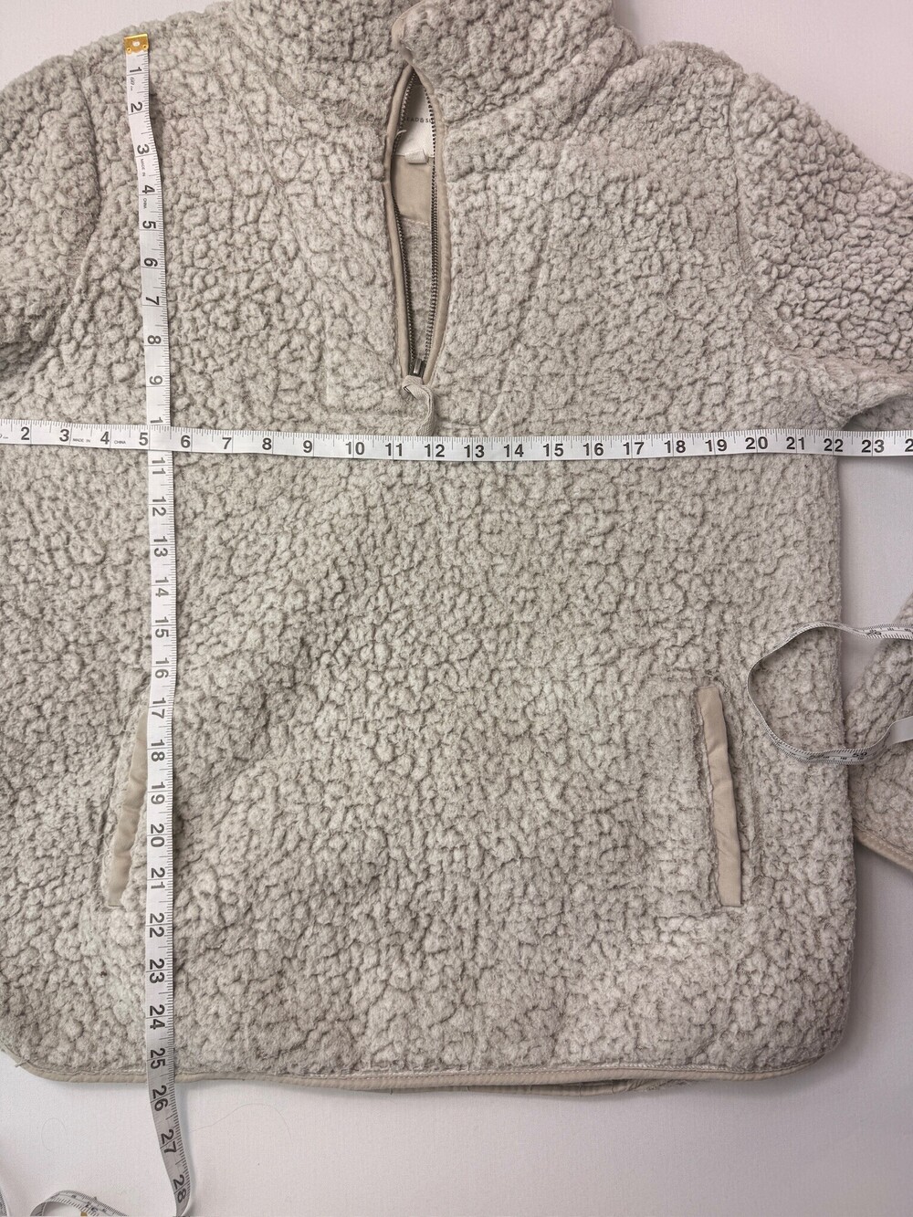Thread & Supply Frosted Sherpa Quarter Zip Pullover Size L Cream - Picture 5 of 7